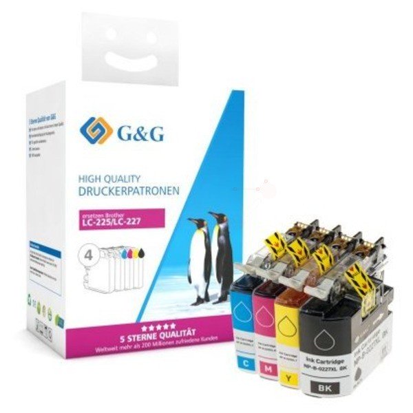 Pack de 4 cartouches PREMIUM de marque G&G compatibles Brother LC227/225CMY