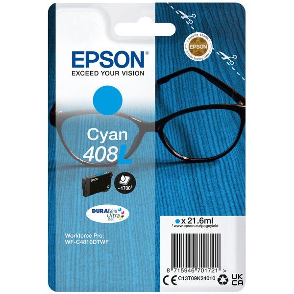 ORIGINAL Epson C13T09K24010 / 408L - Cartouche d'encre cyan
