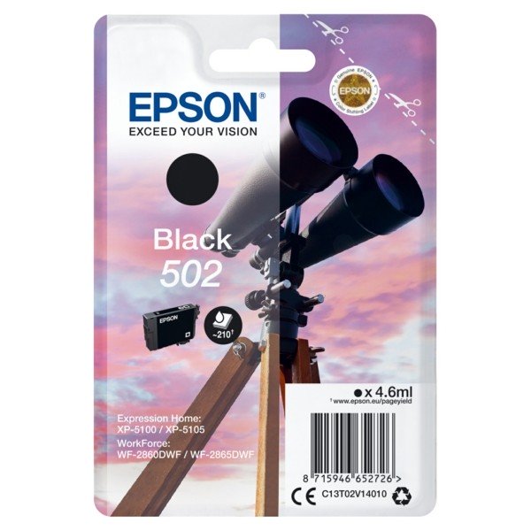 ORIGINAL Epson C13T02V14010 / 502 - Cartouche d'encre noire