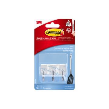 3M Command Crochet avec pointe en métal, transparent