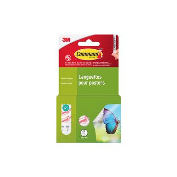3M Command Languette autocollante pour posters, S, blanc