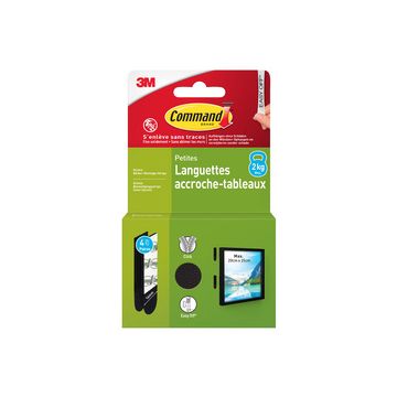 3M Command Languettes accroche-tableaux, taille: S, noir