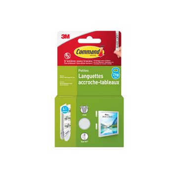 3M Command Languettes accroche-tableaux, taille: S, blanc