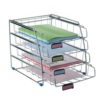 ALBA Corbeille à courrier "COR4F" en fil d'acier, A4, 4 bacs