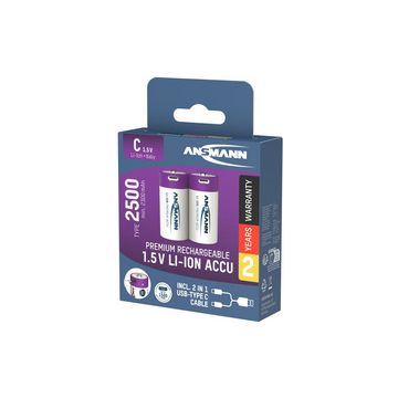 ANSMANN Piles Li-Ion baby C avec prise USB-C femelle