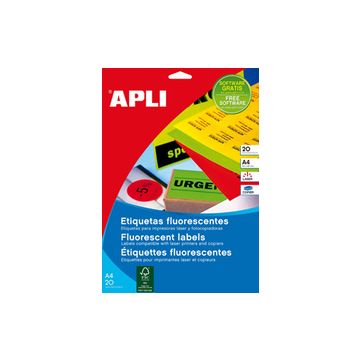 APLI Etiquette d'adresse, 99,1 x 67,7 mm, jaune fluo