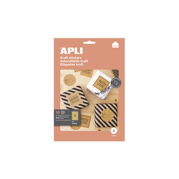 APLI Etiquette en papier kraft, 210 x 297 mm, kraft brun