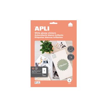 APLI Etiquette photo brillante, 210 x 297 mm, blanc