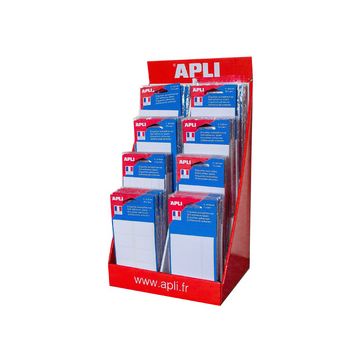 APLI Etiquettes blanches assorties, en présentoir de 160