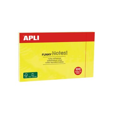 APLI Notes adhésives "FUNNY Notes!", 125 x 75 mm, jaune fluo