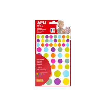 APLI kids Gommettes "Rond", couleurs pastel, assorti