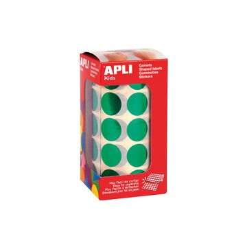 APLI kids Gommettes "Rond" en rouleau, vert métallisé