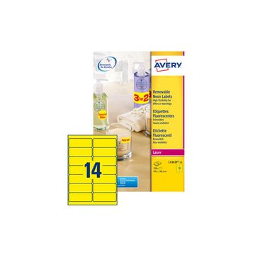 AVERY Etiquette fluorescente, 99,1 x 38,1 mm, jaune fluo