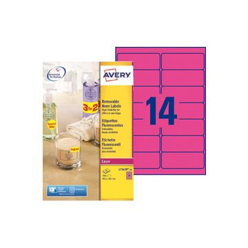 AVERY Etiquette fluorescente, 99,1 x 38,1 mm, rose fluo