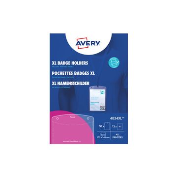 AVERY Pochette badge XL, 105 x 148 mm, transparent