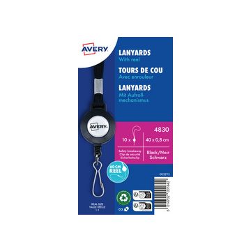 AVERY Tour de cou avec enrouleur, noir