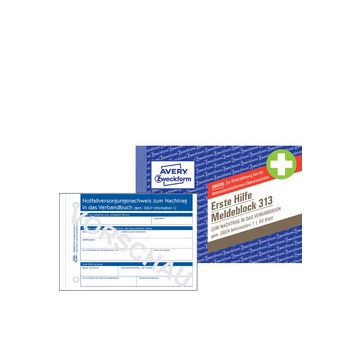 AVERY Zweckform Erste Hilfe Meldeblock 313, DIN A6 quer