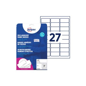 AVERY Zweckform Etiquette pour badge, 63,5 x 29,6 mm, blanc