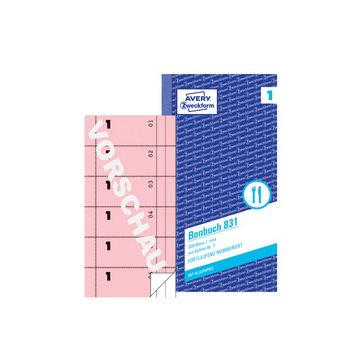 AVERY Zweckform Formularbuch "Bonbuch", 105 x 198 mm, rosa