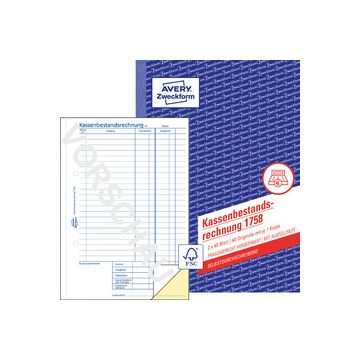 AVERY Zweckform Formularbuch "Kassenbericht/Bestand", A5