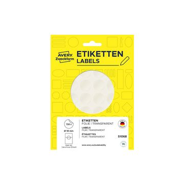 AVERY Zweckform Étiquette de fermeture, 18 mm, transparent