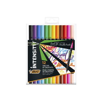 BIC Feutre DUAL BRUSH, 2en1, étui de 12, couleurs assorties