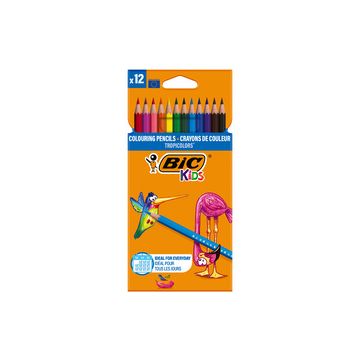 BIC KIDS Crayons de couleur Tropicolors 2, étui carton de 12