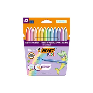 BIC KIDS Feutre Couleur medium Pastel, étui en carton de 12