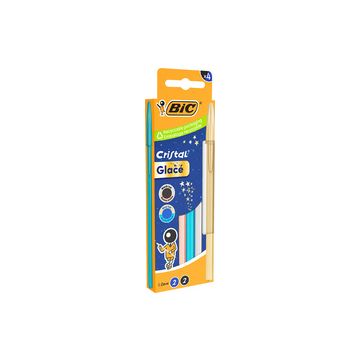 BIC Stylo à bille Cristal Glacé, boîte en carton de 4