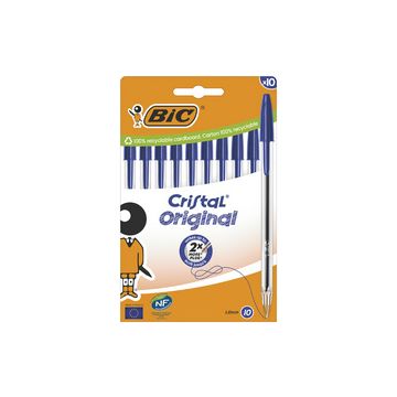 BIC Stylo à bille Cristal Original, boîte carton de 10, bleu