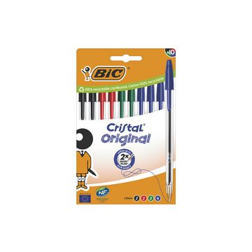 BIC Stylo à bille Cristal Original, boîte de 10, assorti