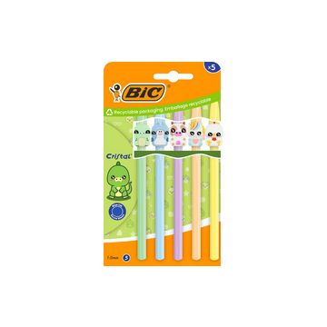 BIC Stylo à bille Cristal Pastel Figurines, blister de 5