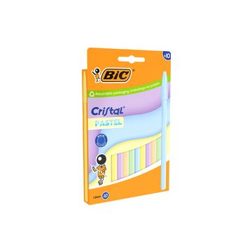 BIC Stylo à bille Cristal Pastel, assorti, blister de 10