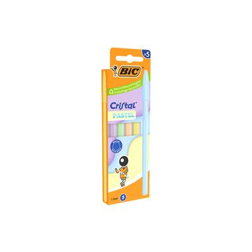 BIC Stylo à bille Cristal Pastel, assorti, blister de 5