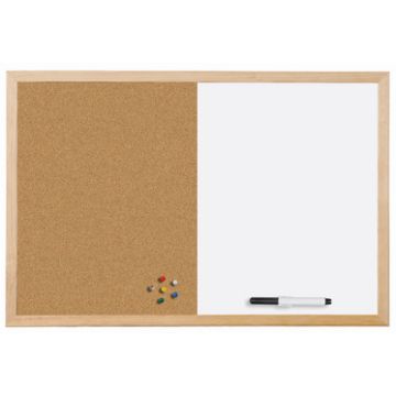 Bi-Office Tableau mixte, cadre en bois, (L)900 x (H)600 mm