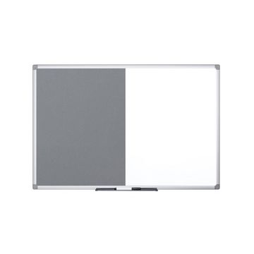Bi-Office Tableau mixte, tableau blanc / feutre, gris