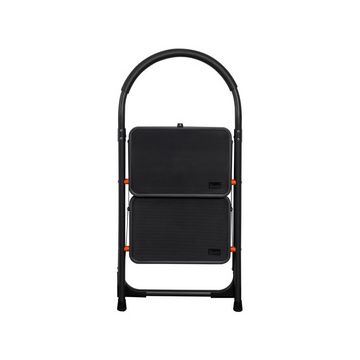 Bradas Escabeau pliable en acier, 2 niveaux, noir