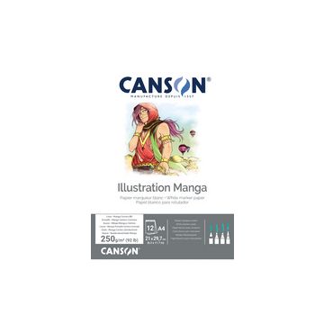 CANSON Bloc de dessin Illustration Manga, A4, 250 g/m2