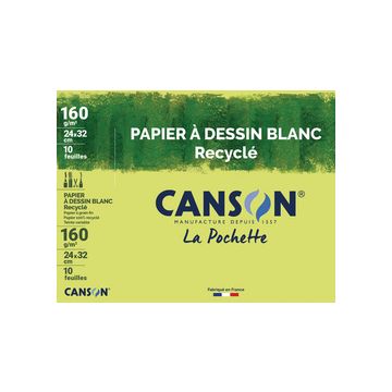 CANSON Papier à dessin recyclé, 240 x 320mm, 160 g/m2, blanc