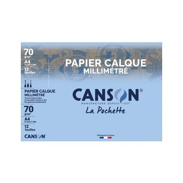 CANSON Papier calque millimétré, A4, 70 g/m2