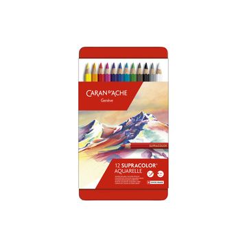 CARAN D'ACHE Crayons de couleur SUPRACOLOR, étui métal de 12 CARAN D'ACHE Crayons de couleur SUPRACOLOR, étui métal de 12