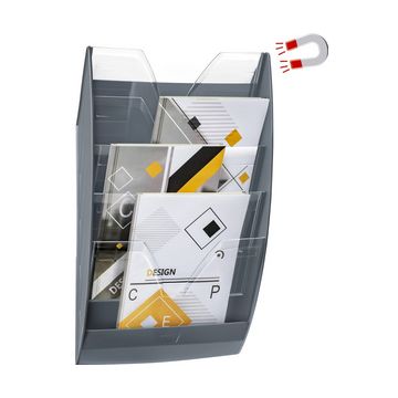 CEP Présentoir mural magnétique, A4, 5 compartiments, gris