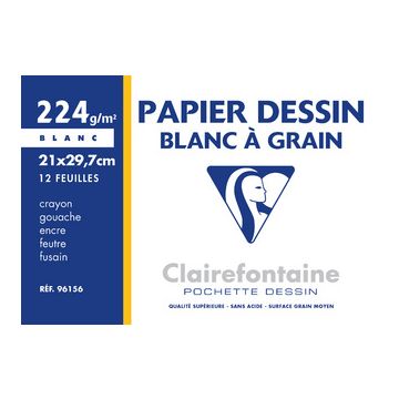 Clairefontaine Papier dessin "Blanc à Grain", 210 x 297 mm