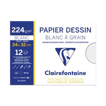 Clairefontaine Papier dessin "Blanc à Grain", 240 x 320 mm