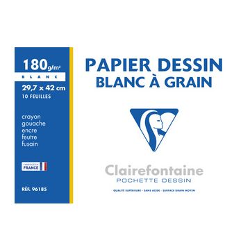 Clairefontaine Papier dessin "Blanc à Grain", 297 x 420 mm