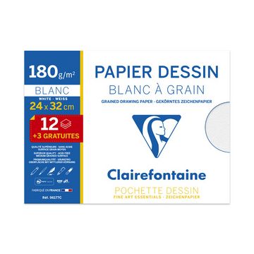 Clairefontaine Papier dessin "Blanc à Grain", pack promo