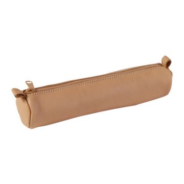 Clairefontaine Trousse petite ronde, cuir naturel