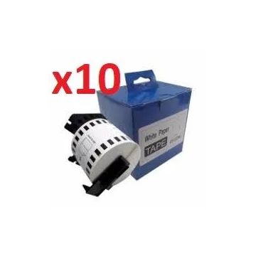 Ruban cassette compatible Brother DK-22205 - Pack de 10 Blanc