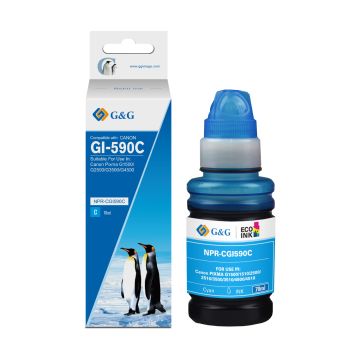 Bouteille d'encre compatible Canon 1604C001 / GI-590 C - cyan