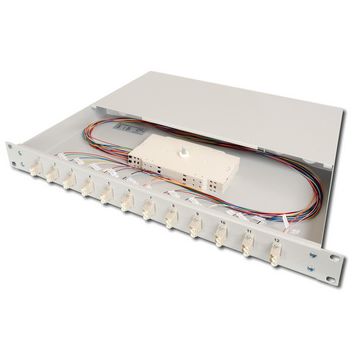 DIGITUS 19" Glasfaser LWL Spleißbox, OM4, bestückt, 12 x LC